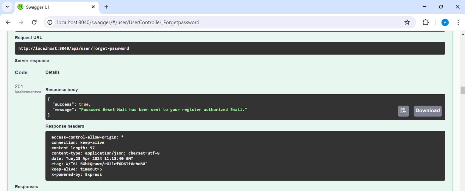 Forget Password Response Form