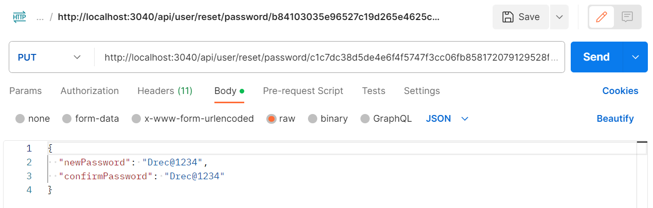 Reset Password Payload