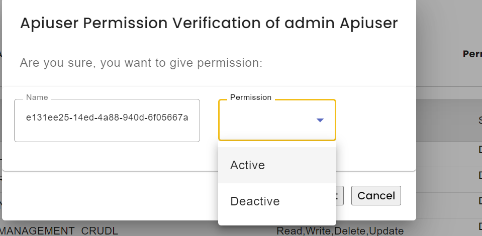 Update permission status form