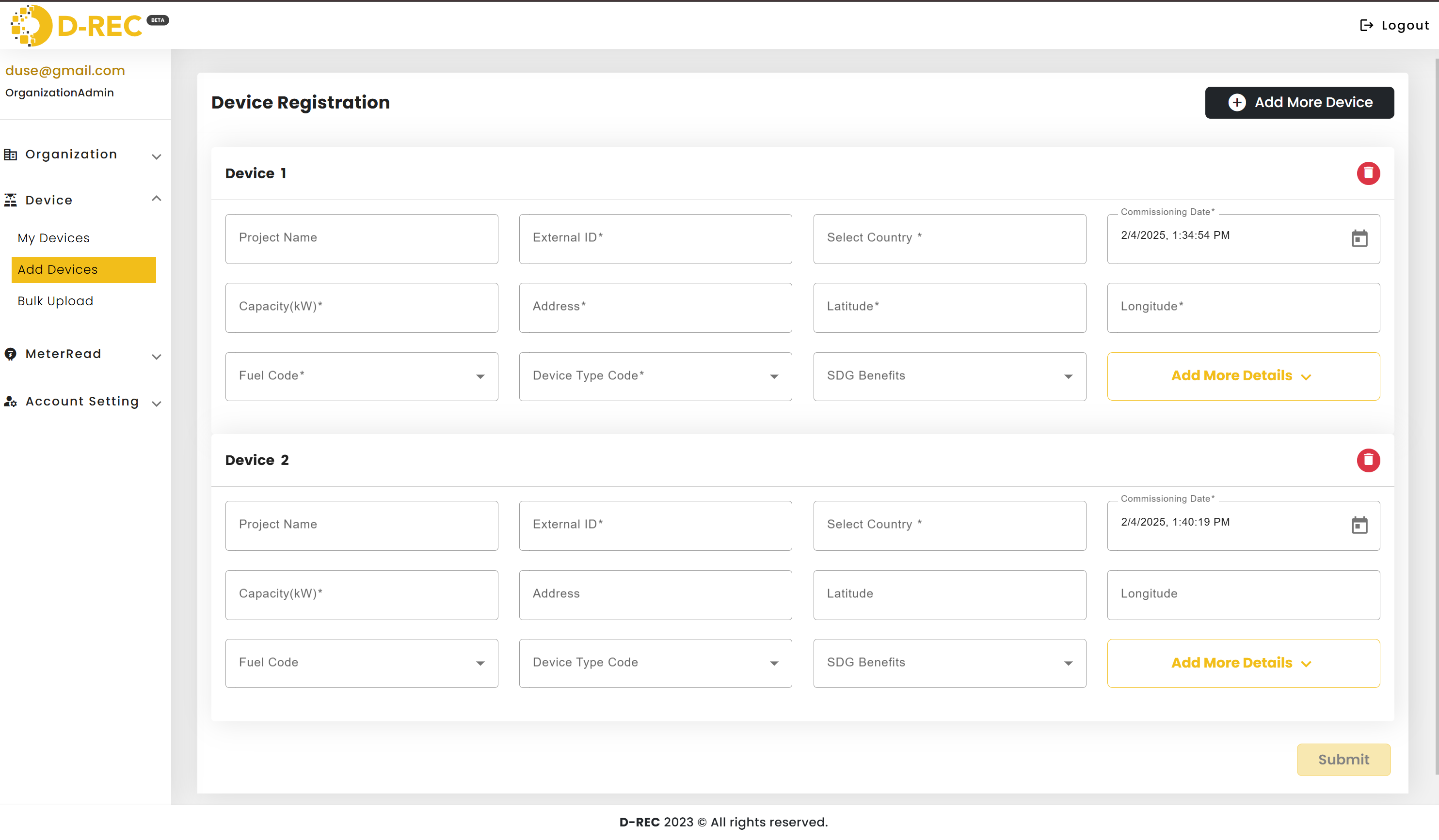 Multiple Devices Registration